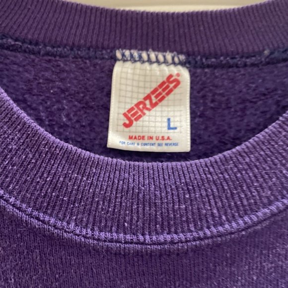 Vintage Michigan Logo Purple Crewneck Pull Over Jerzees Size Large Made In USA - Picture 4 of 4